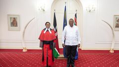 President Uhuru Kenyatta presiding over the swearing in ceremony for Chief Justice Martha Koome at State House