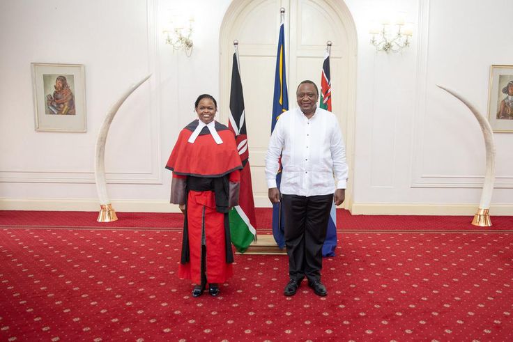 President Uhuru Kenyatta presiding over the swearing in ceremony for Chief Justice Martha Koome at State House