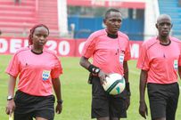 Centre referee Davies Omweno (centre) and assistants Mary Njoroge and Gilbert Cheruiyot officiate the Kenyan Premier League U20 championship between Mathare United FC and Gor Mahia Youth at Nyayo National Stadium on Friday, August 26, 2016. [PHOTO: JONAH ONYANGO/STANDARD]