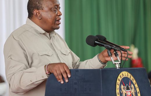 President Uhuru Kenyatta speaks during the operationalization of the first berth at the new Lamu Port
