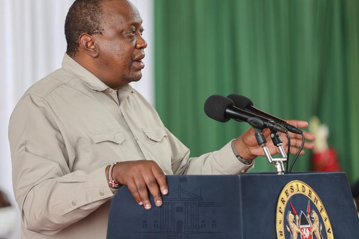 President Uhuru Kenyatta speaks during the operationalization of the first berth at the new Lamu Port