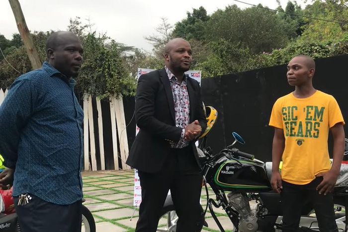 Jalang'o hands over two Motorcycles to Nitakufinya duo [Video]