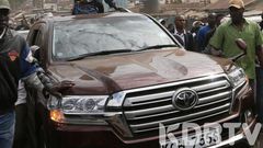 Former Prime Minister Raila Odinga riding in his car
