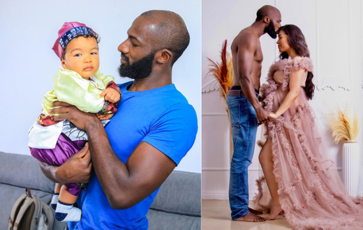 Rugby Star Dennis Ombachi, his wife and son