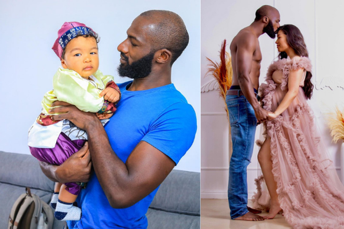 Rugby Star Dennis Ombachi, his wife and son