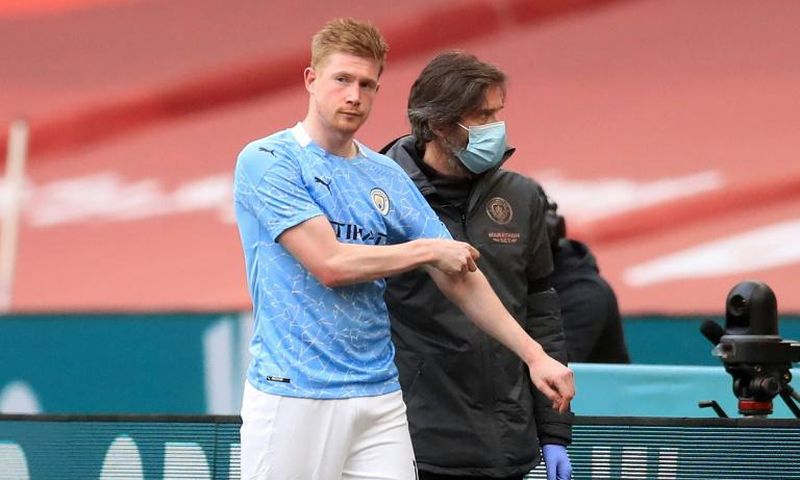 Man City do not know the extent of the injury suffered by De Bruyne in the FA Cup semi-final defeat by Chelsea