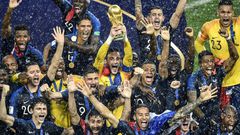France players celebrate winning the World Cup in 2018. FIFA's plans to stage the tournament every two years look doomed to failure