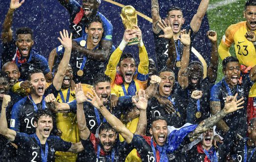 France players celebrate winning the World Cup in 2018. FIFA's plans to stage the tournament every two years look doomed to failure