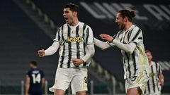 Alvaro Morata (L) scored twice and set up Adrien Rabiot (R) for another one against Lazio in Turin.