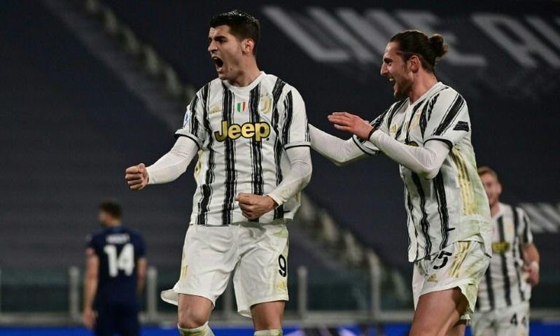 Alvaro Morata (L) scored twice and set up Adrien Rabiot (R) for another one against Lazio in Turin.