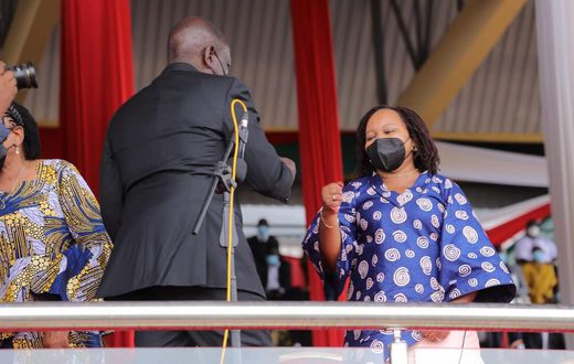 DP William Ruto and Anne Waiguru during the past Mashujaa day in Kirinyaga County