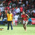 NAIROBI, KENYA - JUNE 30: In this handout image provided by the APO Group, Kenya's Darwin Mukidza takes a conversion as Kenya Simbas beat Zimbabwe Sables 45-36 during the Rugby World Cup qualifier and Rugby Africa Gold Cup match between Kenya and Zimba...