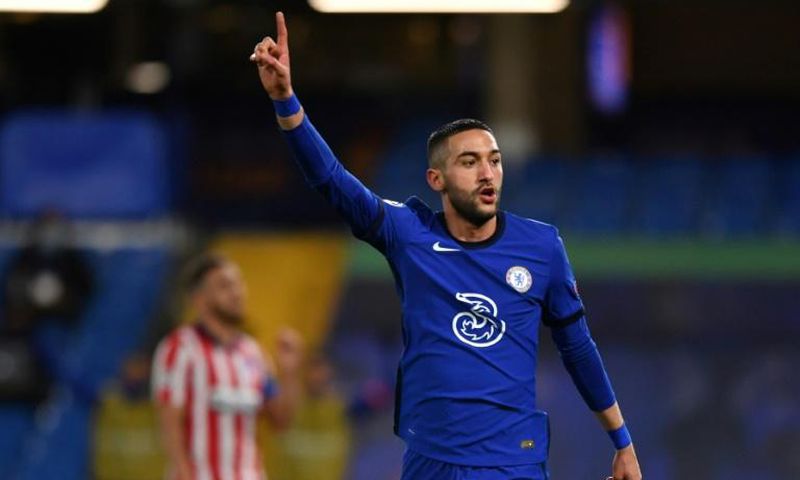 Chelsea's Hakim Ziyech celebrates scoring against Atletico Madrid