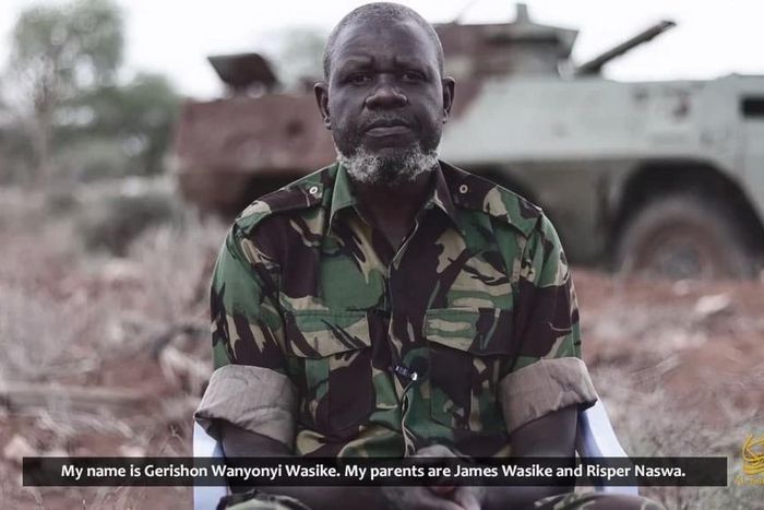 KDF soldier Gerishon Wesike as captured in a video released by Al Shabaab