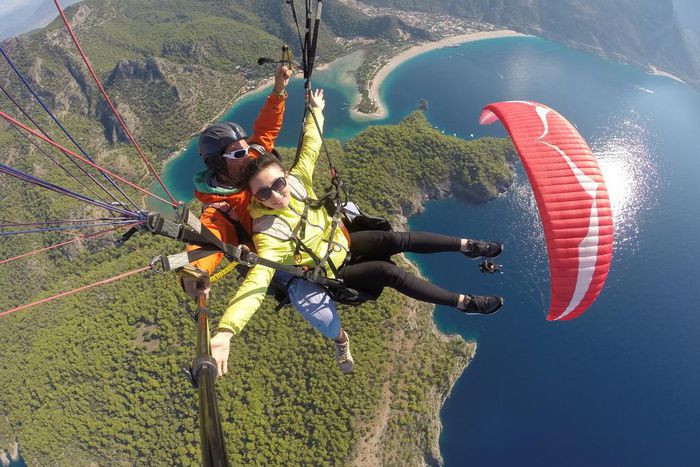 Paragliders enjoying a wonderful flight