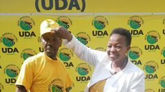 UDA Secretary General Veronica Maina receives Comedian Joseph Kinuthia, better known as Omosh at the party's headquarters.