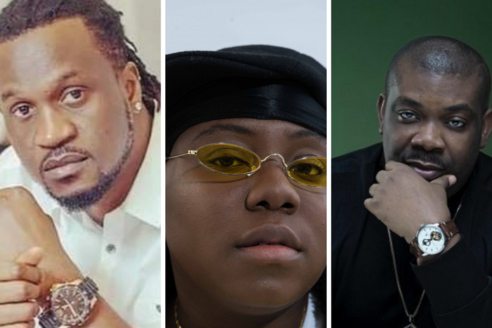 Don Jazzy (right), Teni (middle), Paul Okoye (left) copy Davido, ask fans for money