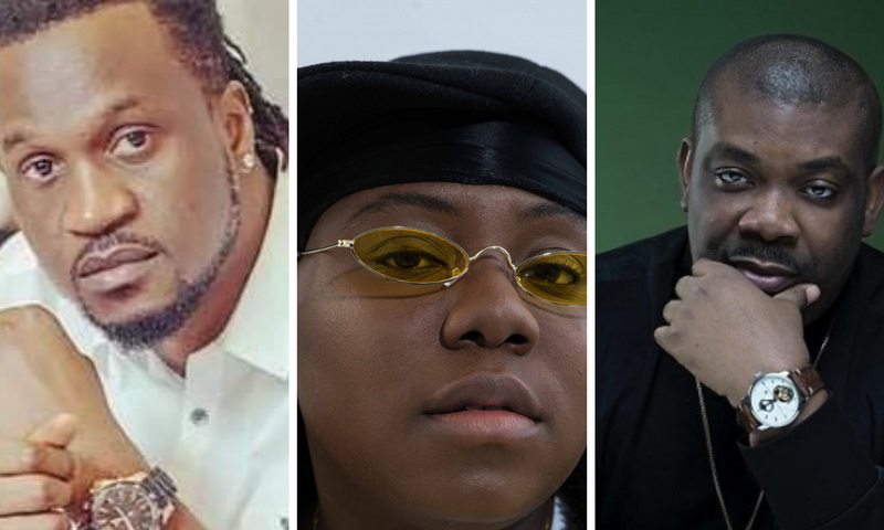 Don Jazzy (right), Teni (middle), Paul Okoye (left) copy Davido, ask fans for money