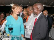 Estonia President Kersti Kaljulaid with Eliud Kipchoge at the State House Cocktail party on September 8, 2021