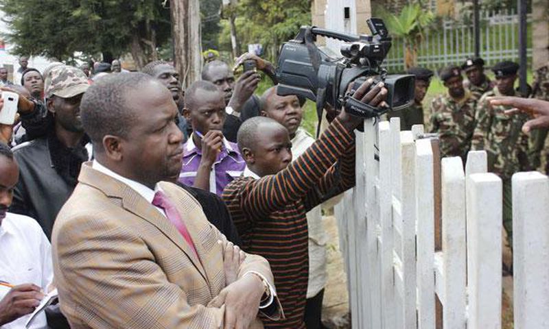 Tiaty MP William Kamket with media personnel during a past function (Daily Nation)