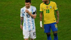 Paris Saint-Germain could be without Argentina's Lionel Messi (L) and Brazil's Neymar after FIFA changed World Cup qualifying dates for South America