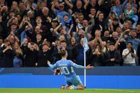 Jack Grealish celebrates scoring his first Champions League goal for Manchester City