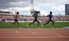 Athletes compete during the 1,500m men Kip Keino Classic race at the Nyayo National stadium in Nairobi on October 3, 2020. - Kenya, which is hosting the seventh and final leg of the World Athletics Continental Tour has named it the Kip Keino Classic after legendary athlete Kipchoge Keino, one of the first major sporting events in Africa since the outbreak of the coronavirus pandemic. The series which began in Turku, Finland on August 11, after three planned events were cancelled due to the pandemic. The competition includes five events that were removed from the 2020 Diamond League circuit: steeplechase, 200m, 3,000m, triple jump and discus. (Photo by Simon MAINA / AFP) (Photo by SIMON MAINA/AFP via Getty Images)