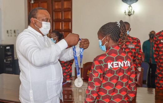 President Uhuru Kenyatta on Monday August 16, received representatives of the triumphant Kenyan contingent to the 2020 Tokyo Olympics at State House
