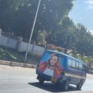 Betty Kyallo’s reaction as she spots Huge gravity of her face on Nairobi Matatu (Photos)