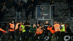 Marseille supporters clashed with opposing supporters and security staff at Angers' stadium
