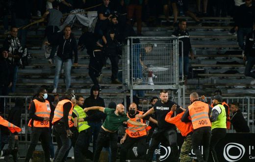 Marseille supporters clashed with opposing supporters and security staff at Angers' stadium