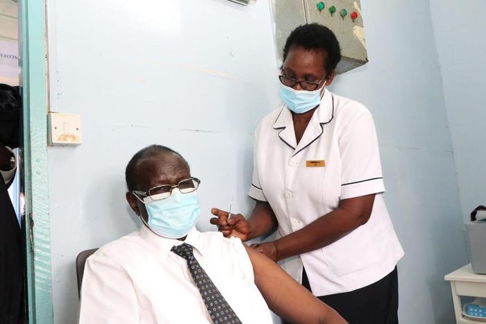 Meru Governor Kiraitu Murungi when he took the Covid-19 vaccine