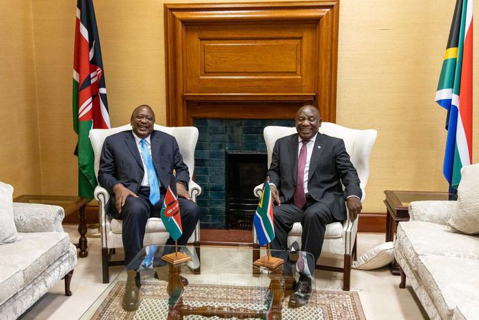 President Uhuru Kenyatta and President Cyril Ramaphosa during in South Africa