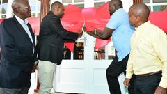 L-R, L-R, Peter Kiguru (KCU Chairman), Sammy Karanja (Chairman Railways Golf Club), Joel Kamau (Commercial Director KBL), Nicholas Mutinda (Head of Reserve & Key Accounts KBL) 03