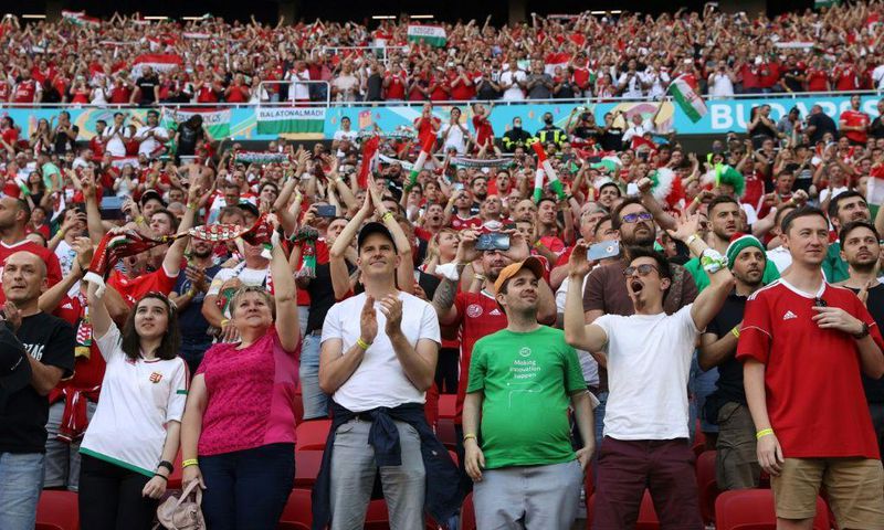 Hungary supporters fill up the Puskas Arena for Tuesday's Euro 2020 match against Portugal