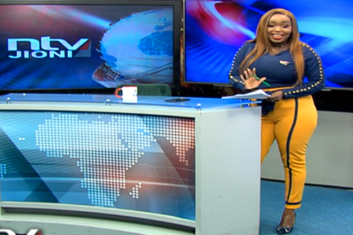 NTV's Fridah Mwaka presenting the news bulletin