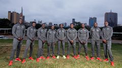 A section of the Kenya team heading into the Summer Olympic Games in Tokyo, Japan.