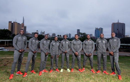 A section of the Kenya team heading into the Summer Olympic Games in Tokyo, Japan.