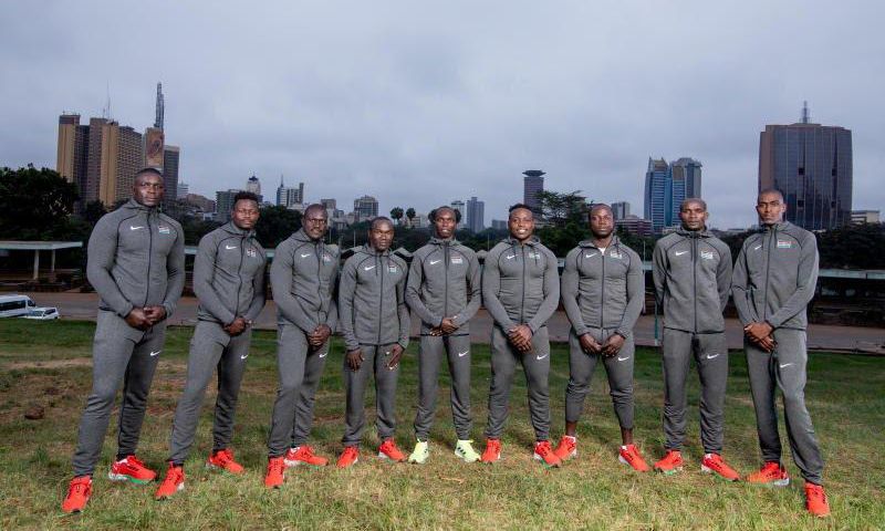 A section of the Kenya team heading into the Summer Olympic Games in Tokyo, Japan.