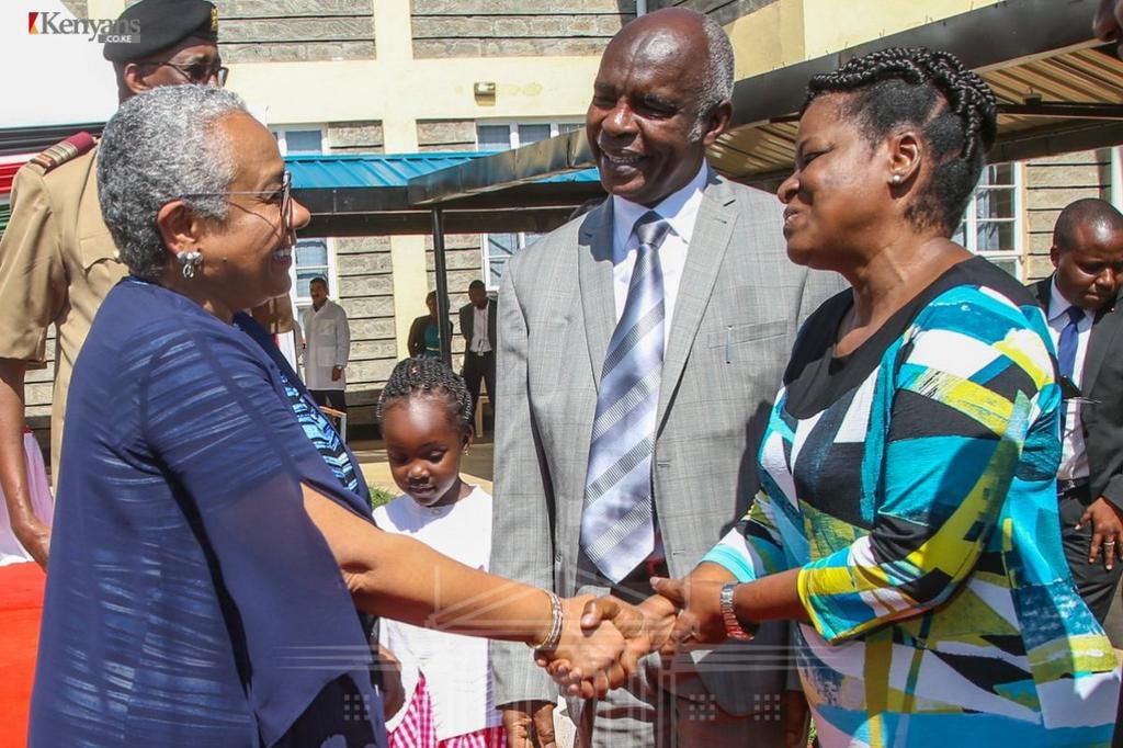 First Lady Margaret Kenyatta, Governor Kivutha Kibwana and Nazi Kivuth at the unveiling of Makueni Mother and Child Hospital at Wote