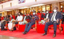 ODM leader Raila Odinga and former Vice President Musalia Mudavadi at the requiem mas of the late Chris Kirubi