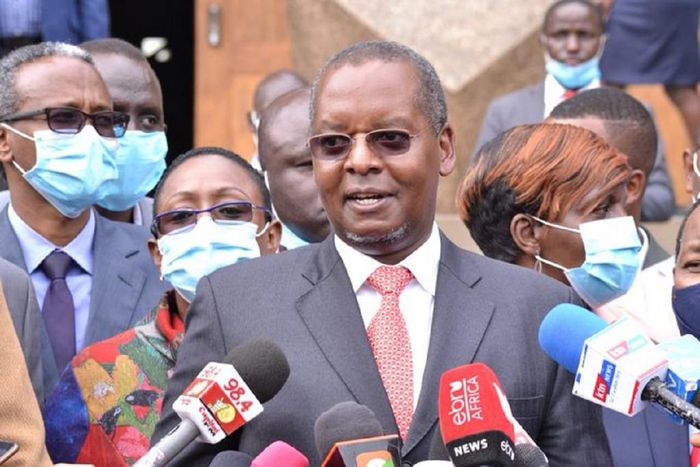 National Assembly Majority Leader Amos Kimunya during a past press briefing