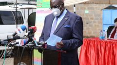Education CS George Magoha when he announced results for the 2020 KCSE examination
