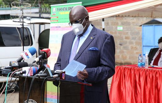 Education CS George Magoha when he announced results for the 2020 KCSE examination