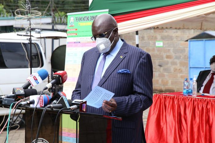 Education CS George Magoha when he announced results for the 2020 KCSE examination
