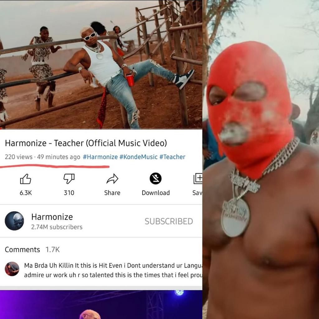Harmonize shocks many has his new tune clocks 2 million views within 14 hours [Screenshot]