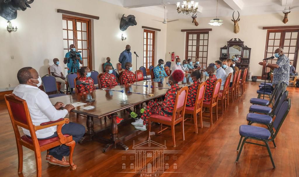 President Uhuru Kenyatta on Monday August 16, received representatives of the triumphant Kenyan contingent to the 2020 Tokyo Olympics at State House