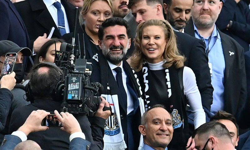 Newcastle's Saudi Arabian chairman Yasir Al-Rumayyan (centre) and minority owner Amanda Staveley (centre right)were given a hero's welcome at St. James' Park