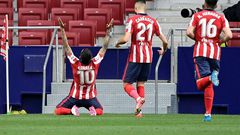 Atletico Madrid's Angel Correa celebrates his effort