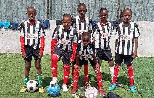 Children in the A3T Soccer Academy donning the kits donated from RHP Colts FC (Courtesy of A3T)